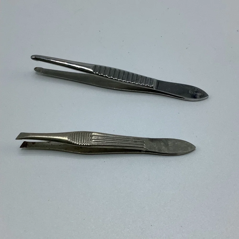Vintage Tweezers Angled & Rounded Millers Forge USA & KNY Sheerer‎ Germany